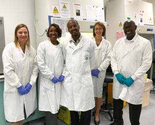 Jeri and David Lacks at Sarah Coupland's lab